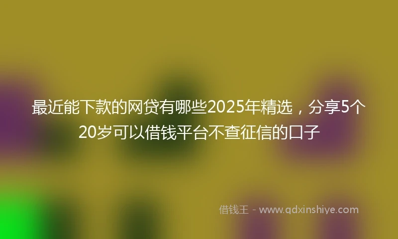 最近能下款的网贷有哪些2025年精选，分享5个20岁可以借钱平台不查征信的口子