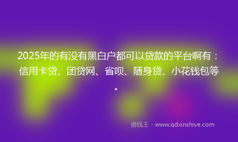 2025年的有没有黑白户都可以贷款的平台啊有：信用卡贷、团贷网、省呗、随身贷、小花钱包等。