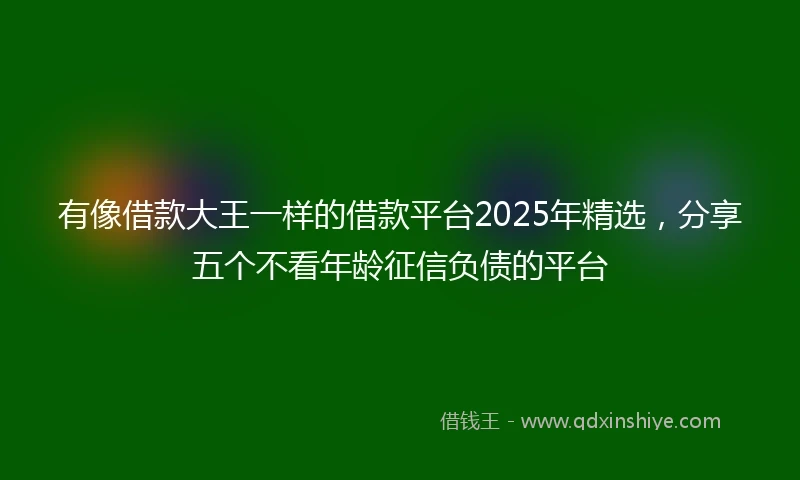 有像借款大王一样的借款平台2025年精选，分享五个不看年龄征信负债的平台