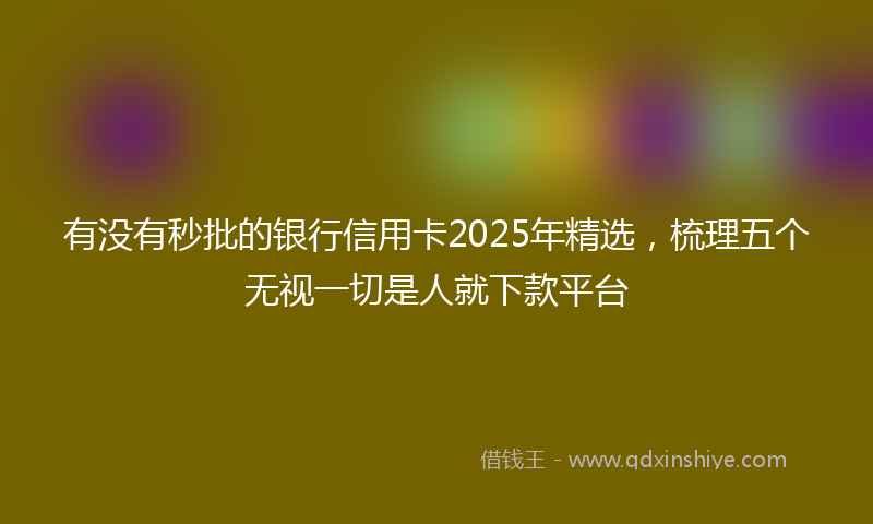 有没有秒批的银行信用卡2025年精选，梳理五个无视一切是人就下款平台