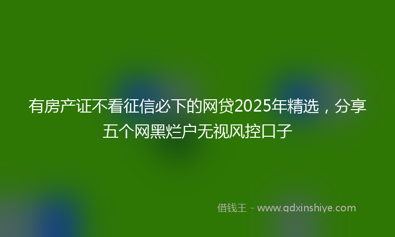有房产证不看征信必下的网贷2025年精选，分享五个网黑烂户无视风控口子