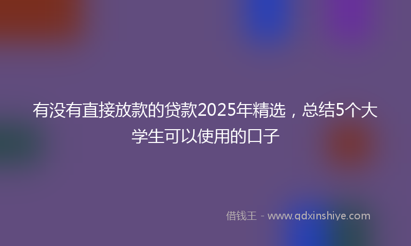 有没有直接放款的贷款2025年精选，总结5个大学生可以使用的口子
