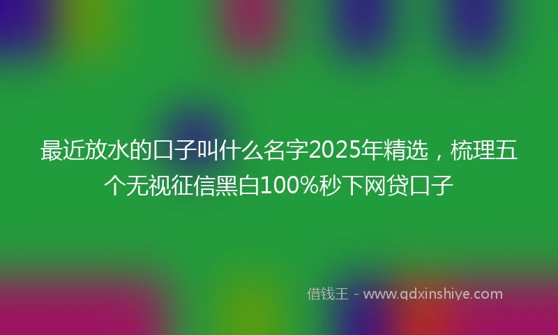 最近放水的口子叫什么名字2025年精选，梳理五个无视征信黑白100%秒下网贷口子