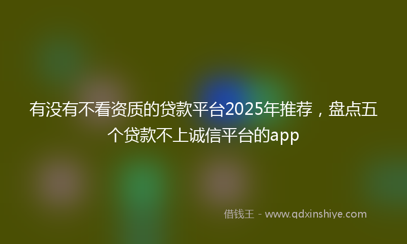 有没有不看资质的贷款平台2025年推荐，盘点五个贷款不上诚信平台的app