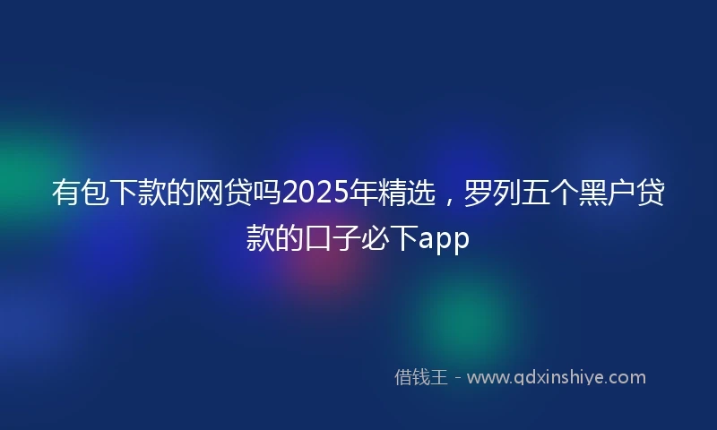有包下款的网贷吗2025年精选，罗列五个黑户贷款的口子必下app