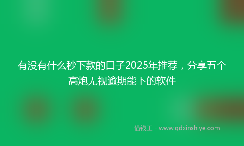 有没有什么秒下款的口子2025年推荐，分享五个高炮无视逾期能下的软件