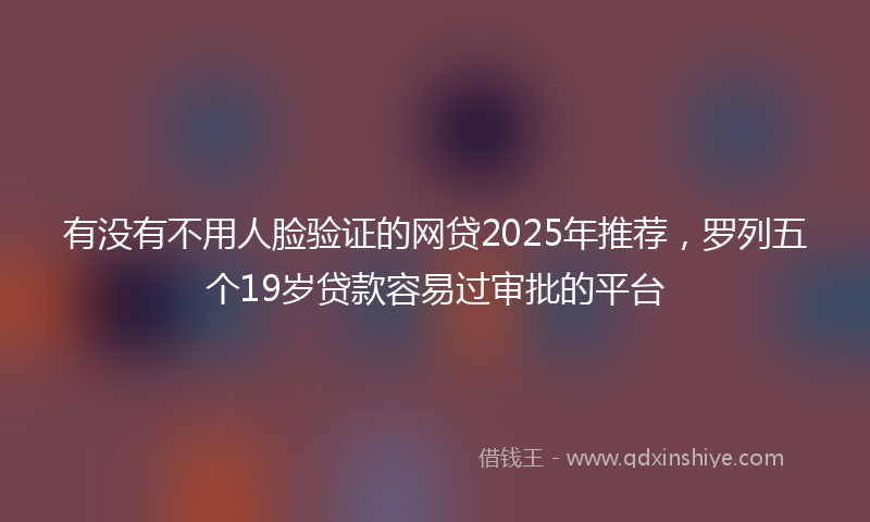 有没有不用人脸验证的网贷2025年推荐，罗列五个19岁贷款容易过审批的平台