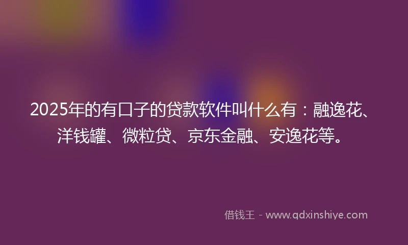 2025年的有口子的贷款软件叫什么有：融逸花、洋钱罐、微粒贷、京东金融、安逸花等。