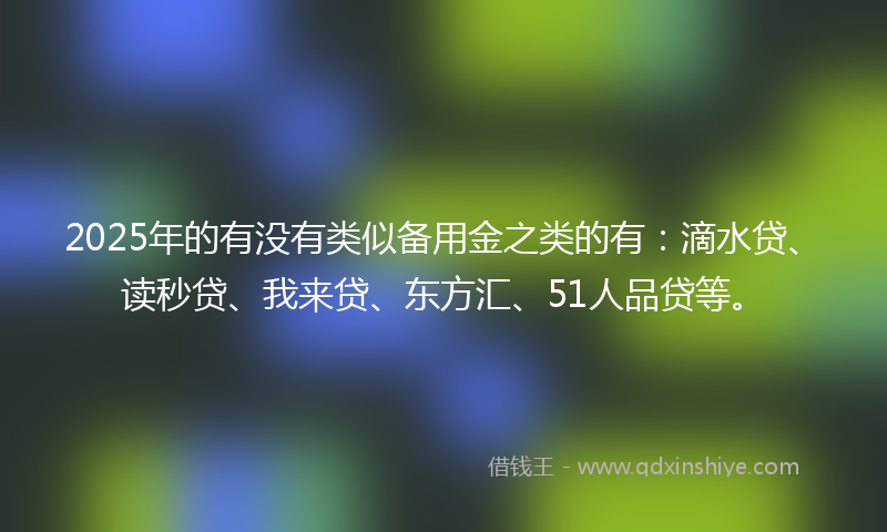 2025年的有没有类似备用金之类的有：滴水贷、读秒贷、我来贷、东方汇、51人品贷等。