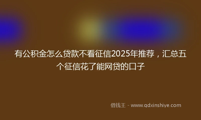 有公积金怎么贷款不看征信2025年推荐，汇总五个征信花了能网贷的口子
