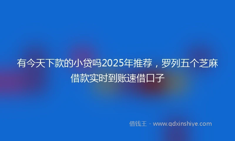 有今天下款的小贷吗2025年推荐，罗列五个芝麻借款实时到账速借口子