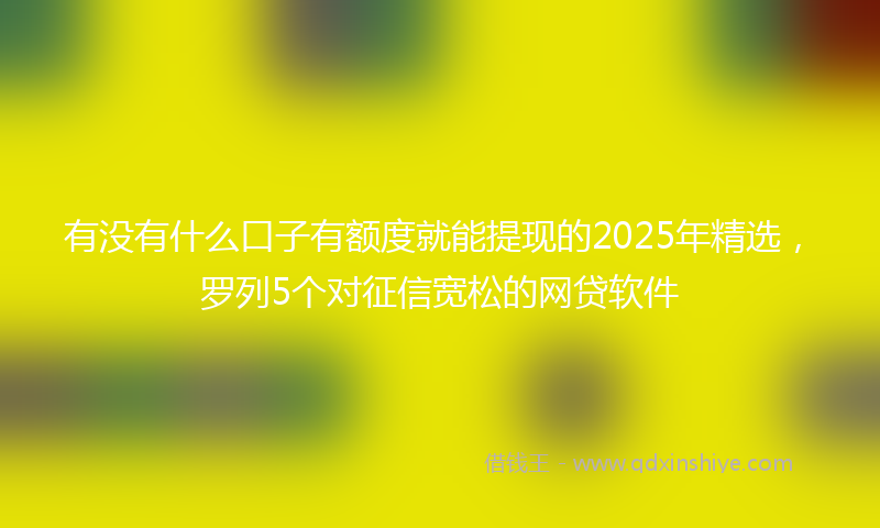 有没有什么口子有额度就能提现的2025年精选，罗列5个对征信宽松的网贷软件