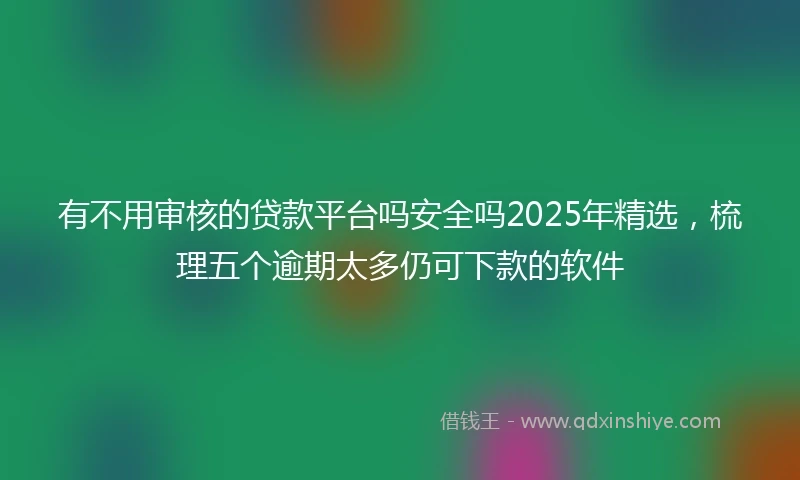 有不用审核的贷款平台吗安全吗2025年精选，梳理五个逾期太多仍可下款的软件