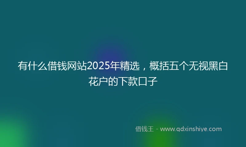有什么借钱网站2025年精选，概括五个无视黑白花户的下款口子