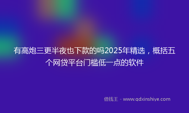 有高炮三更半夜也下款的吗2025年精选，概括五个网贷平台门槛低一点的软件