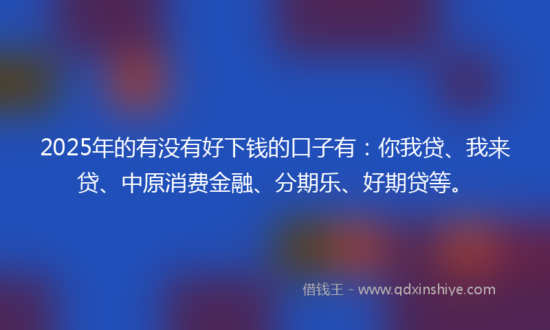 2025年的有没有好下钱的口子有：你我贷、我来贷、中原消费金融、分期乐、好期贷等。