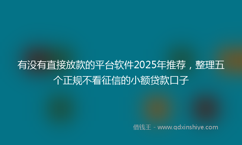 有没有直接放款的平台软件2025年推荐，整理五个正规不看征信的小额贷款口子