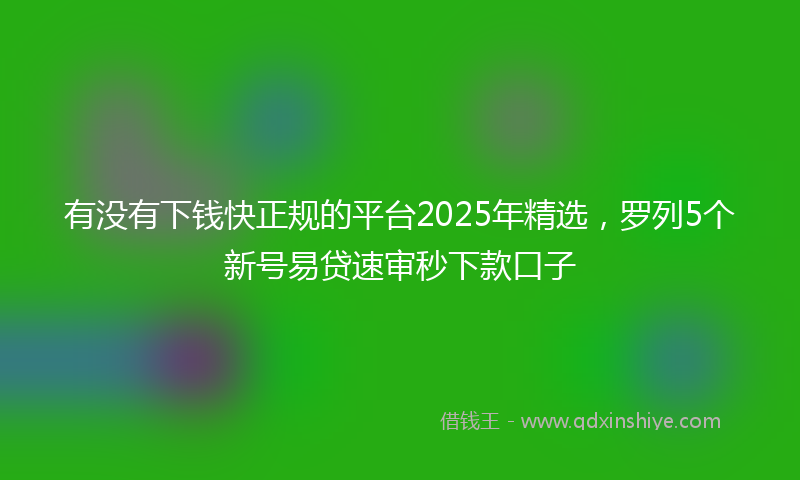 有没有下钱快正规的平台2025年精选，罗列5个新号易贷速审秒下款口子