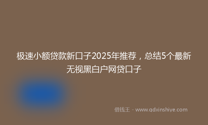 极速小额贷款新口子2025年推荐，总结5个最新无视黑白户网贷口子