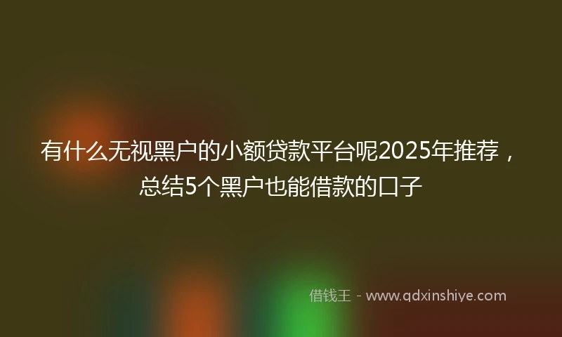 有什么无视黑户的小额贷款平台呢2025年推荐，总结5个黑户也能借款的口子