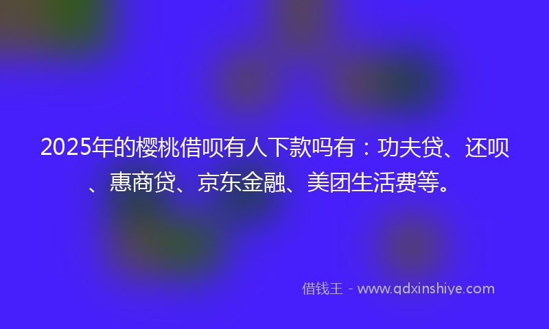 2025年的樱桃借呗有人下款吗有：功夫贷、还呗、惠商贷、京东金融、美团生活费等。