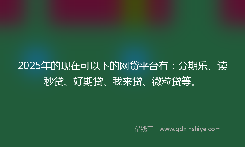 2025年的现在可以下的网贷平台有：分期乐、读秒贷、好期贷、我来贷、微粒贷等。