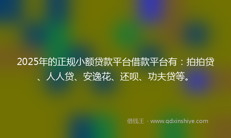 2025年的正规小额贷款平台借款平台有：拍拍贷、人人贷、安逸花、还呗、功夫贷等。