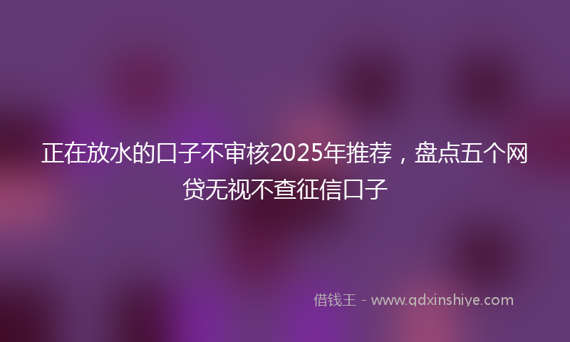 正在放水的口子不审核2025年推荐，盘点五个网贷无视不查征信口子