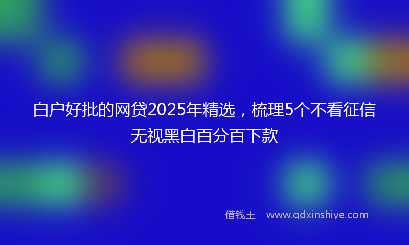 白户好批的网贷2025年精选，梳理5个不看征信无视黑白百分百下款