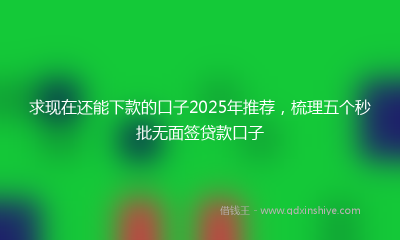 求现在还能下款的口子2025年推荐，梳理五个秒批无面签贷款口子