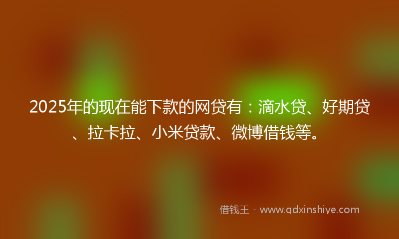 2025年的现在能下款的网贷有：滴水贷、好期贷、拉卡拉、小米贷款、微博借钱等。