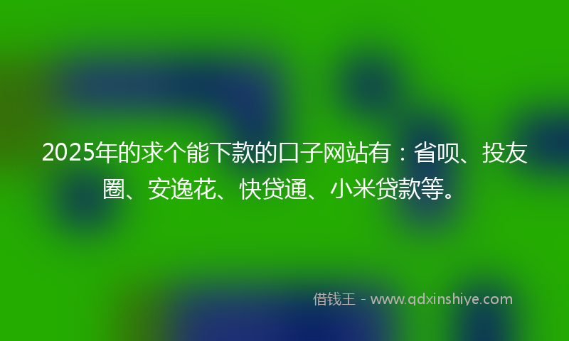 2025年的求个能下款的口子网站有:省呗、投友圈、安逸花、快贷通、小米贷款等。