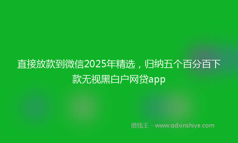 直接放款到微信2025年精选，归纳五个百分百下款无视黑白户网贷app
