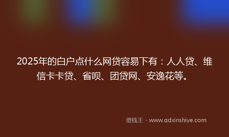 2025年的白户点什么网贷容易下有：人人贷、维信卡卡贷、省呗、团贷网、安逸花等。