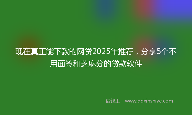 现在真正能下款的网贷2025年推荐，分享5个不用面签和芝麻分的贷款软件