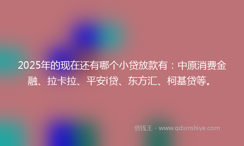 2025年的现在还有哪个小贷放款有：中原消费金融、拉卡拉、平安i贷、东方汇、柯基贷等。