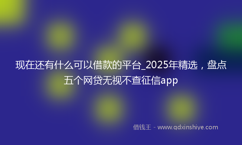 现在还有什么可以借款的平台_2025年精选,盘点五个网贷无视不查征信app