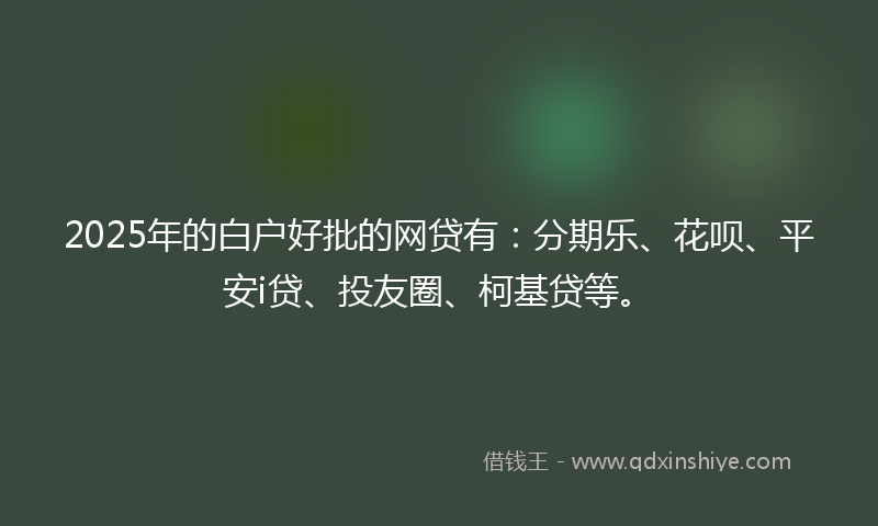 2025年的白户好批的网贷有：分期乐、花呗、平安i贷、投友圈、柯基贷等。