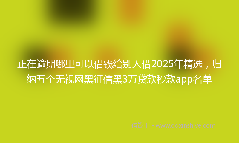 正在逾期哪里可以借钱给别人借2025年精选，归纳五个无视网黑征信黑3万贷款秒款app名单