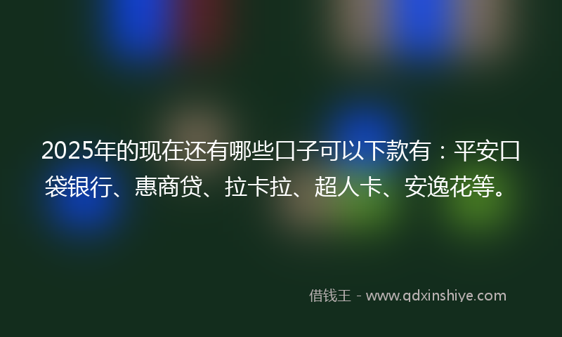2025年的现在还有哪些口子可以下款有：平安口袋银行、惠商贷、拉卡拉、超人卡、安逸花等。
