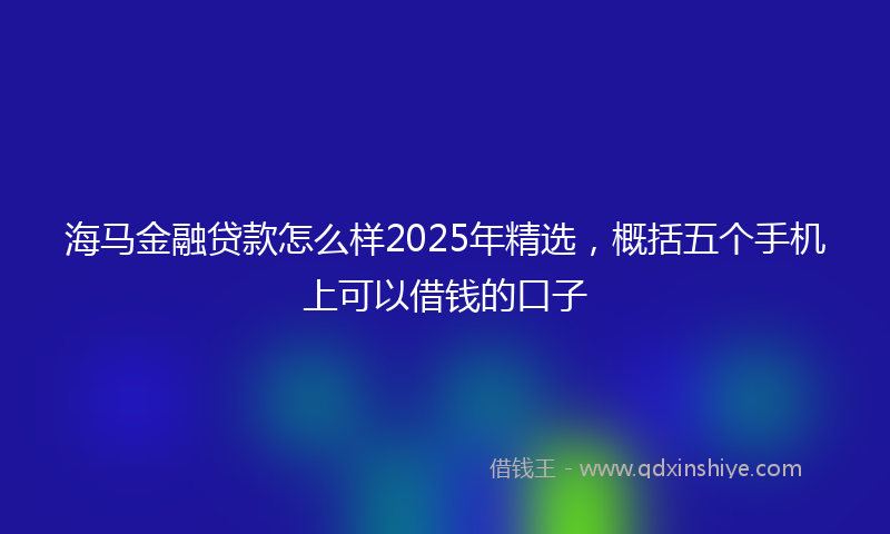 海马金融贷款怎么样2025年精选，概括五个手机上可以借钱的口子
