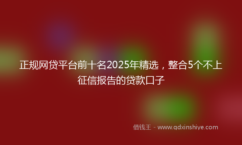 正规网贷平台前十名2025年精选，整合5个不上征信报告的贷款口子