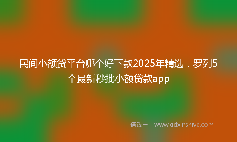 民间小额贷平台哪个好下款2025年精选，罗列5个最新秒批小额贷款app