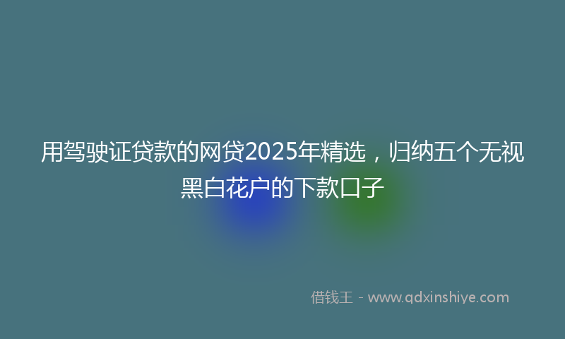 用驾驶证贷款的网贷2025年精选，归纳五个无视黑白花户的下款口子
