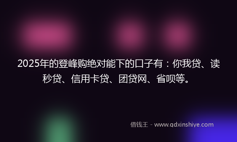 2025年的登峰购绝对能下的口子有：你我贷、读秒贷、信用卡贷、团贷网、省呗等。