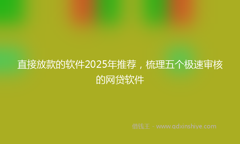 直接放款的软件2025年推荐，梳理五个极速审核的网贷软件