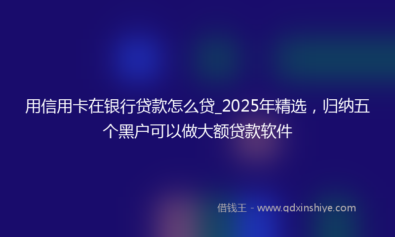 用信用卡在银行贷款怎么贷_2025年精选，归纳五个黑户可以做大额贷款软件