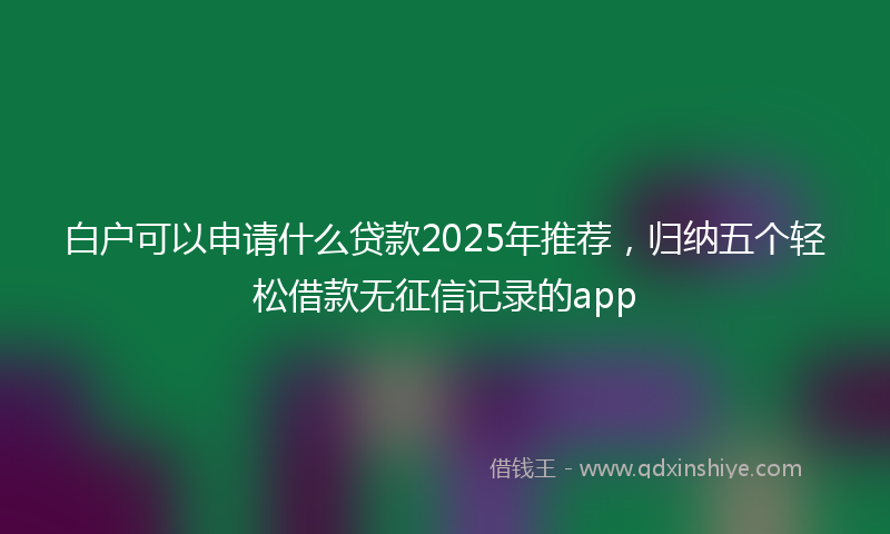 白户可以申请什么贷款2025年推荐，归纳五个轻松借款无征信记录的app