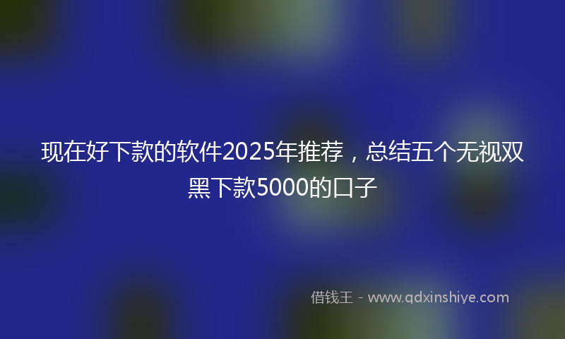 现在好下款的软件2025年推荐，总结五个无视双黑下款5000的口子