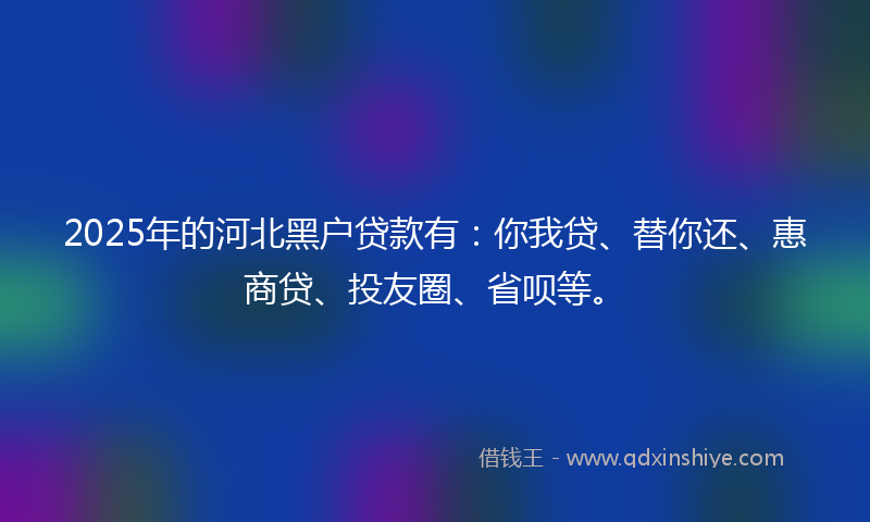 2025年的河北黑户贷款有：你我贷、替你还、惠商贷、投友圈、省呗等。